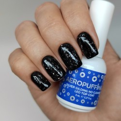 Aeropuffing, верхнее покрытие с серебряной поталью Silver Gilding No Cleanse LED Top Coat, 8 мл.