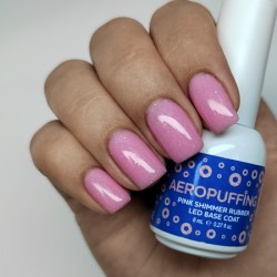 Aeropuffing, база каучуковая розовая с шиммером Pink Shimmer Rubber LED Base Coat, 8 мл.