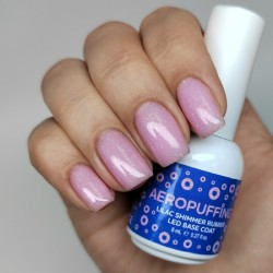 Aeropuffing, база каучуковая сиреневая с шиммером Lilac Shimmer Rubber LED Base Coat, 8 мл.